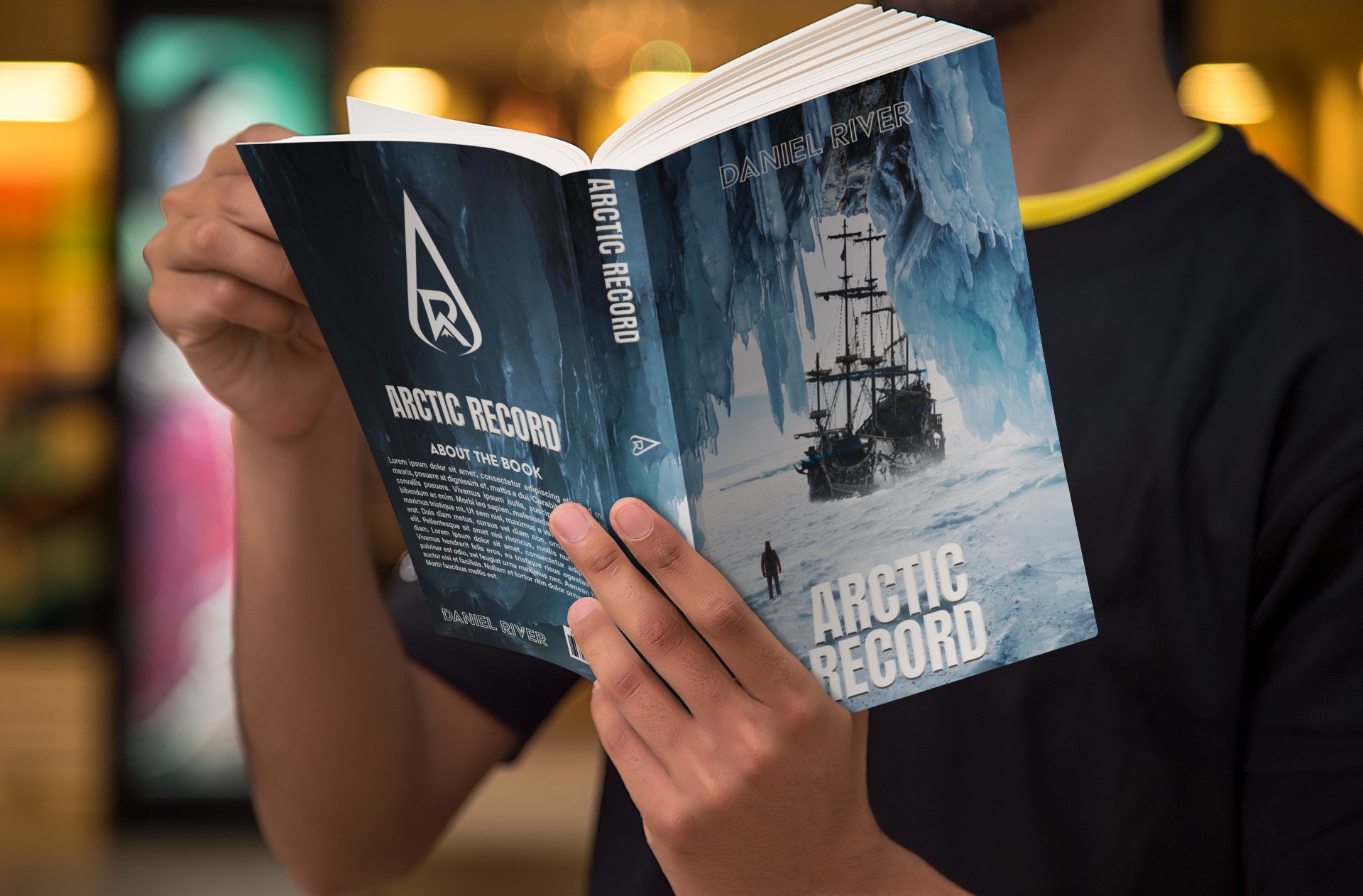 Reader holding Arctic Record